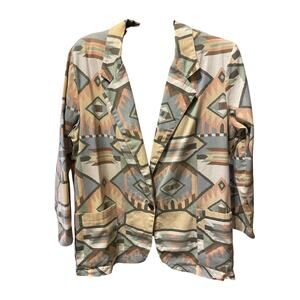 VTG Danielle B Southwestern Aztec Jacket Womens L Cotton USA Blazer rodeo